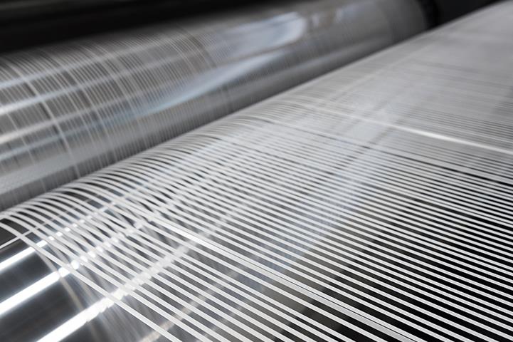 closeup of plastic fiber production